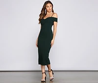 Valeria Formal Off-The-Shoulder Crepe Midi Dress