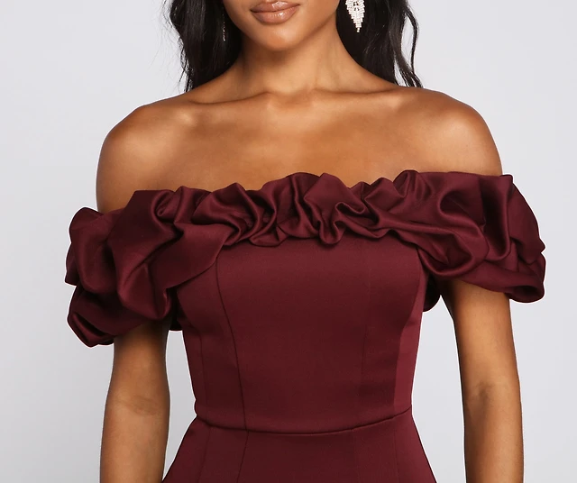 kiari formal off the shoulder ruffled dress Windsor Kiari Formal Off the Shoulder Ruffled Dress