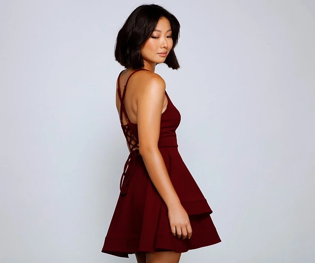 isabella lace up back skater dress Windsor Isabella Lace-Up Back Skater Dress at Foxvalley Mall in Aurora, IL