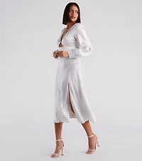 Kacy Formal Satin Cutout Midi Dress