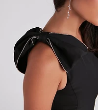 Josephine Bow Rhinestone Mini Dress