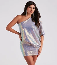 Kimberly Sequin One Shoulder Dress