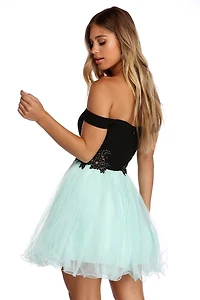 Elena Floral Applique Tulle Dress