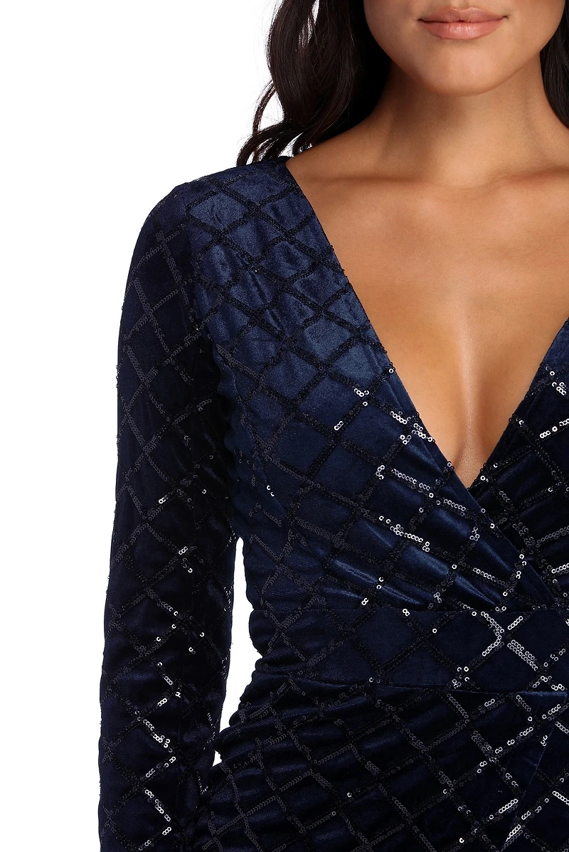 Makenna Formal Velvet And Sequin Dress