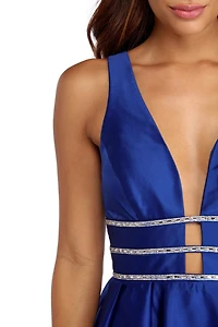 Jana Rhinestone Glamour Satin Dress