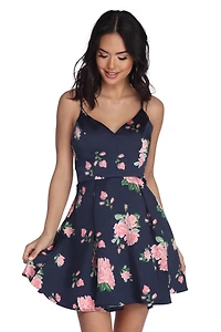 Pia Satin Floral Party Dress