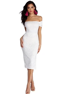 Leslie High Slit Midi Lace Dress