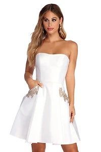 Rose Formal Satin Party Dress