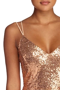 Alanna Formal Sequin Midi Dress