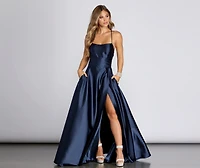 Anne Formal Lattice Satin Dress