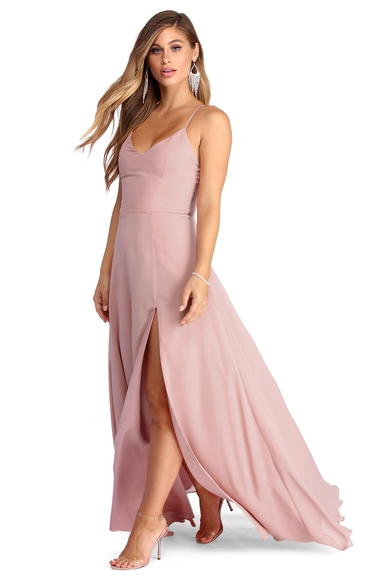 Bethany Formal High Slit Chiffon Dress