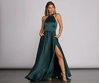 India Satin Tie Neck Gown