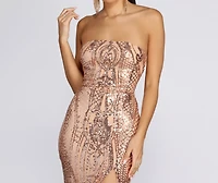 Ines Strapless Sequin Slit Gown