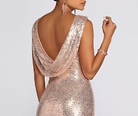 Paloma Cowl Back Sequin Gown