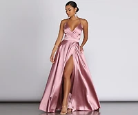 Ellie Formal Satin High Slit Dress