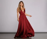 Nerissa Pleated Satin Gown