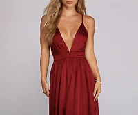 Nerissa Pleated Satin Gown