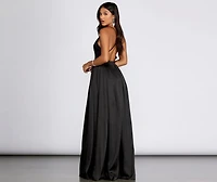 Nerissa Pleated Satin Gown