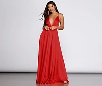 Nerissa Pleated Satin Gown