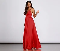 Nerissa Pleated Satin Gown