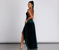 Alycia Velvet Lace-Up Gown