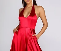 Hazel Formal Halter Satin Dress