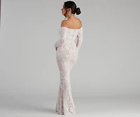 Sierra Sequin Off The Shoulder Formal Dress