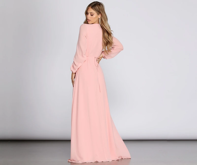 Mavis Chiffon Wrap Gown