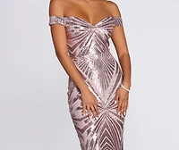 Lilith Off-Shoulder Sequin Evening Gown
