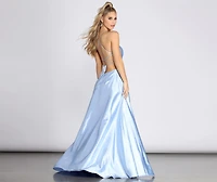 Anne Formal Lattice Satin Dress