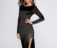 Maliya Long Slim Satin Dress