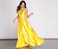 Maple Pleated Satin Cross Back Dress
