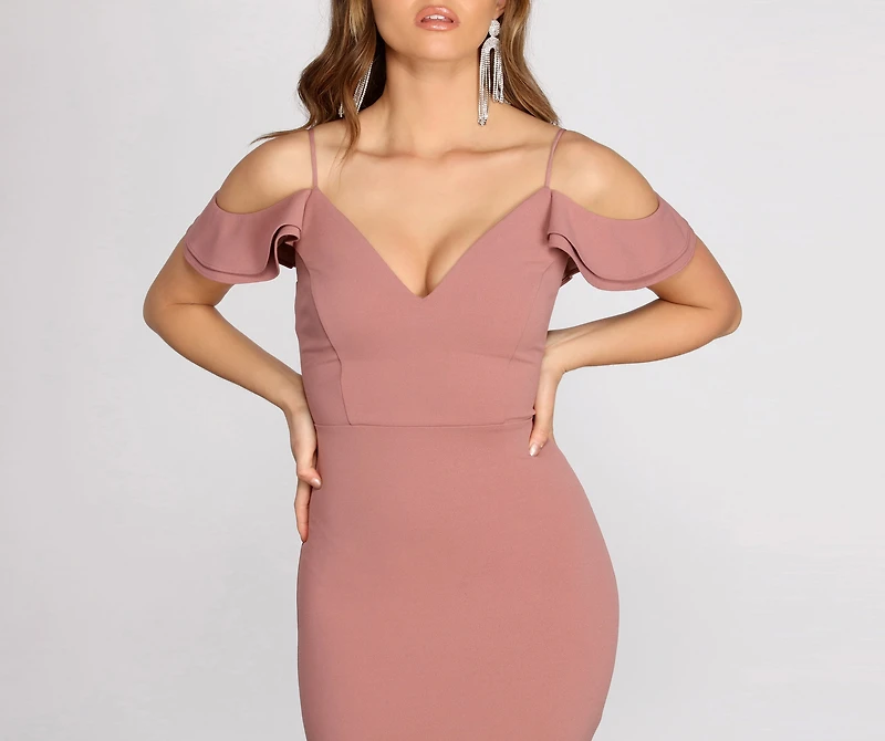 Reese Double Ruffle Off Shoulder Mermaid Dress