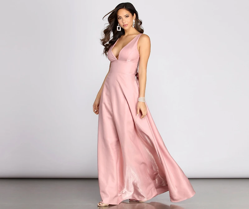 Alexis Holographic Satin A-Line Dress