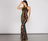 Tracy Sequin Scroll Mermaid Dress