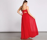 Devora Chiffon Tie Bow A-Line Dress