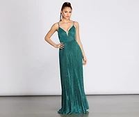 Aida Glitter Shine Pleated A-Line Dress
