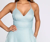 Millie Glitter Cross Back A Line Dress