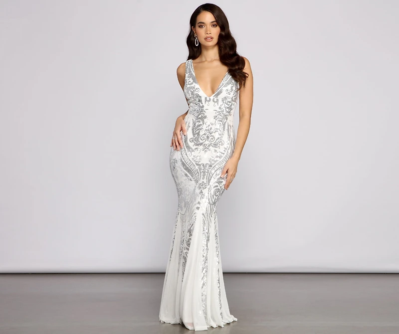 Danielle Sequin Mesh Mermaid Dress