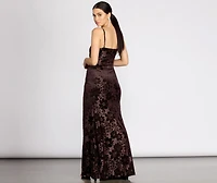 Charlotte Burnout Velvet Mermaid Dress