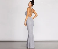 Nivea Glitter Cowl Neck Evening Gown