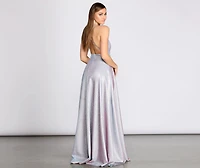 Stefanie Glitter Shine Cross Back A-Line Dress