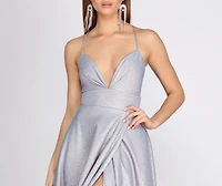 Stefanie Glitter Shine Cross Back A-Line Dress