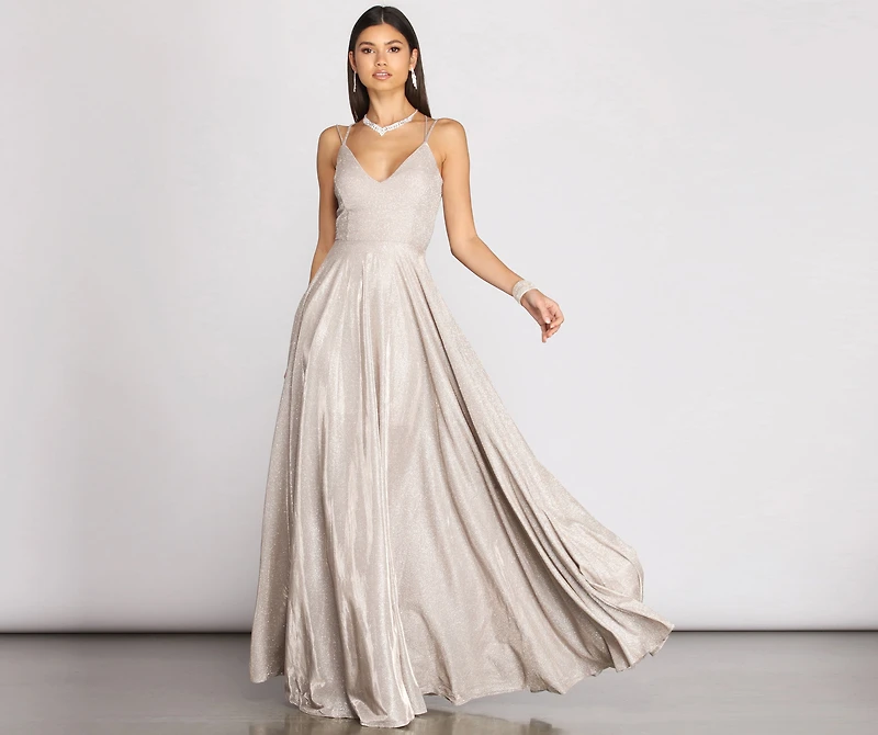 Shira Shine Lace Back Gown