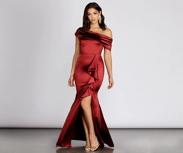 kaleigh off shoulder dress WINDSOR Women's Green Draped Slit Size M Windsor Kaleigh Off Shoulder Dress