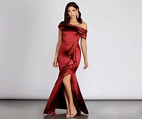 Jane Satin Off Shoulder Dress