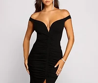 Amara Formal High Slit Ruched Dress