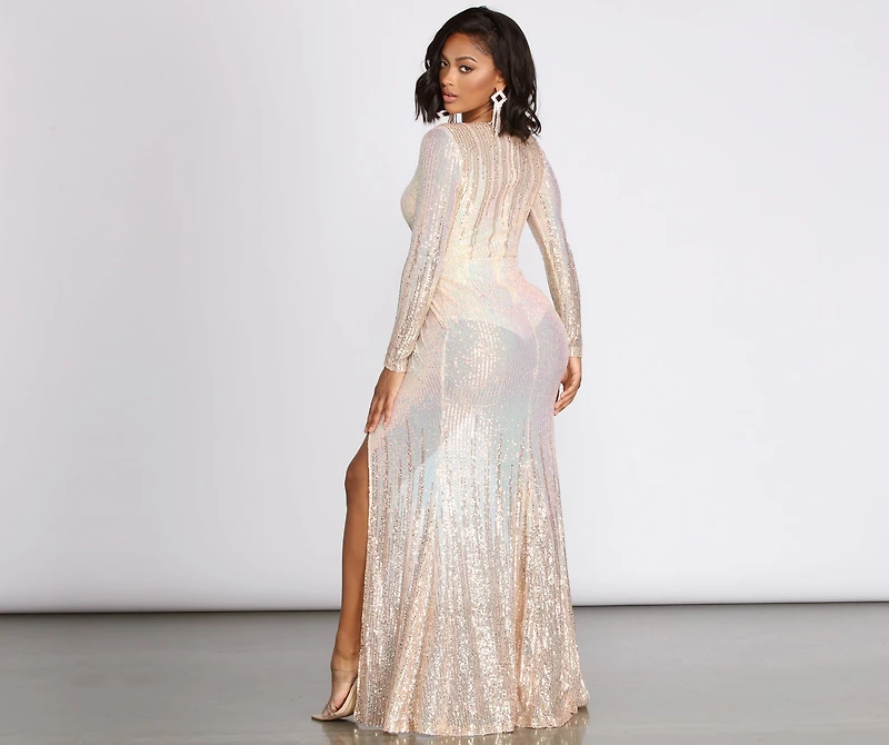 Kenia Ombre Sequin Wrap Dress