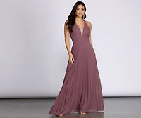 Vada Pleated Chiffon Halter Dress