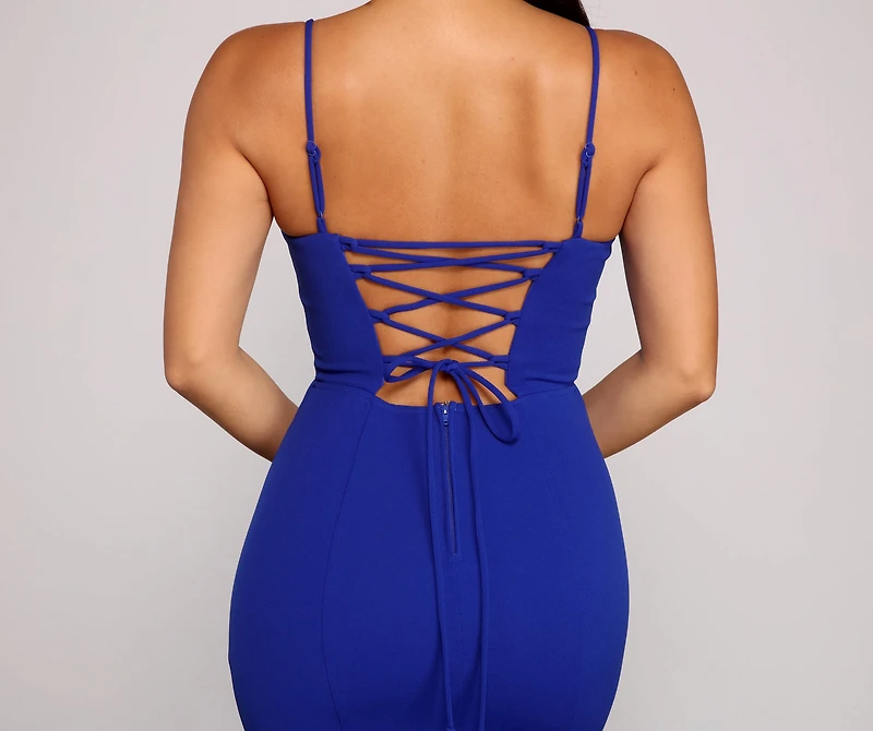 Leighton Formal Lace-Up Crepe Dress